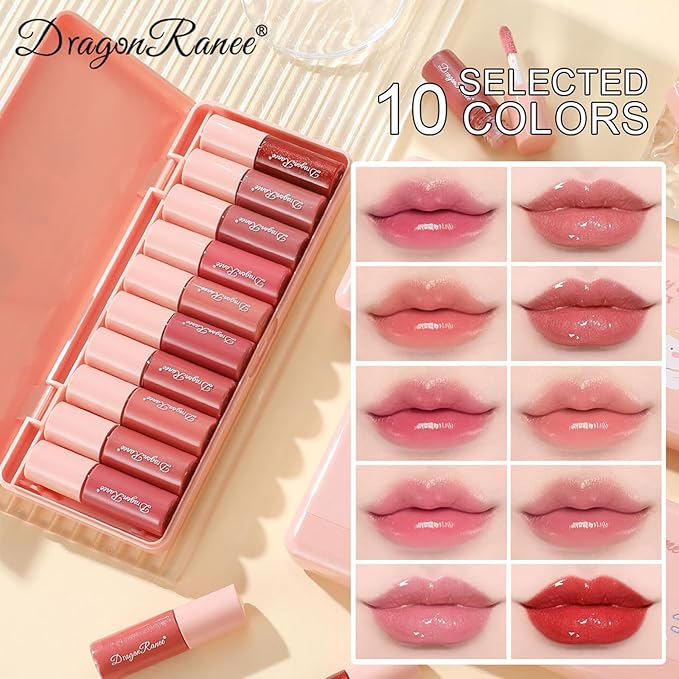 10 Colors Lip Tint Stain Set,Mini Liquid Lipstick,