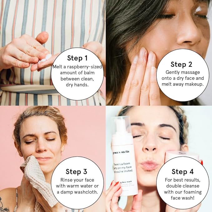 grace & stella Cleansing Balm - Travel Size Makeup Remover - Deep Cleansing & Hydrating Face Cleanser - Dissolves Waterproof Make Up, SPF & Impurities - Gentle on Skin - Vegan Skincare (41 g/ 4.3 oz)