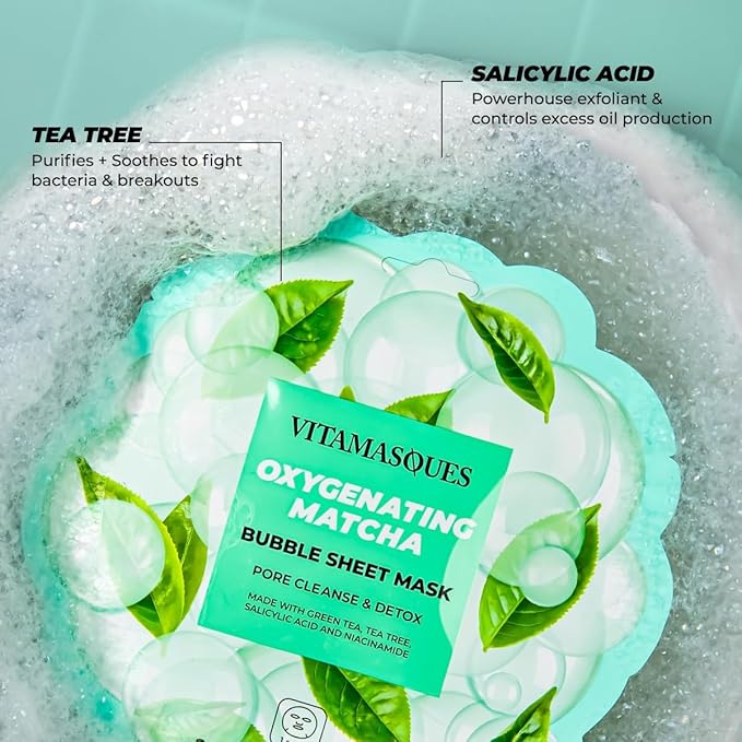 Vitamasques Oxygenating Matcha Green Tea Face Mask, For All Skin Types (Pack of 3)