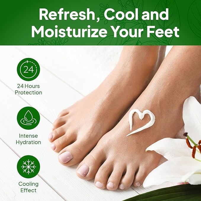 2 Pack Foot Cream for Dry Cracked Feet and Heels - Natural Moisturizer, Corn, Calluses Treatment - Skin, Body Lotion, Panthenol, Tea Tree Oil, Menthol 1.7 Oz