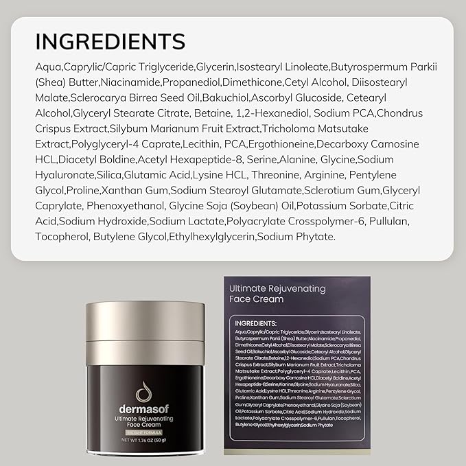 Ultimate Rejuvenating Moisturizer Face Cream with Vitamin C, Niacinamide, Anti Aging, Anti Wrinkle, Antioxidant, Firming, Repair, Brightening, Even Skin Tone, Reduce Dark Spots 1.7 Fl Oz