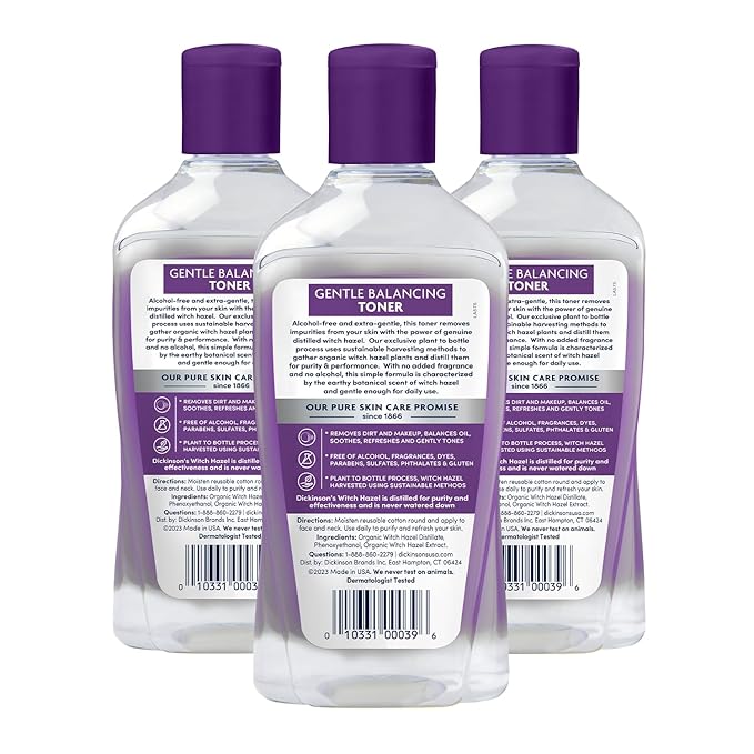 Dickinson's Original Witch Hazel Gentle Balancing Toner, Alcohol Free, 3 count