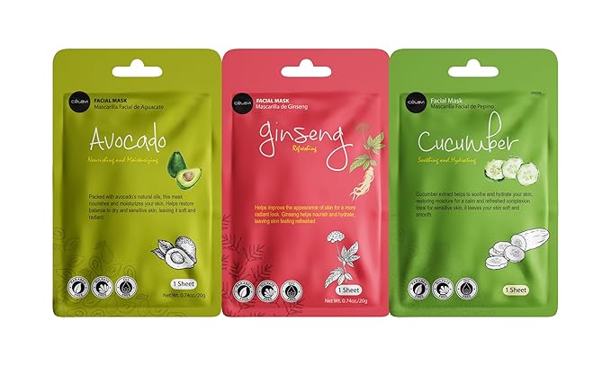 Celavi Essence Facial Sheet Face Mask Variety Set Classic Authentic Korean Moisturizing Skincare (Variation 1, 12 Count (Pack of 2))
