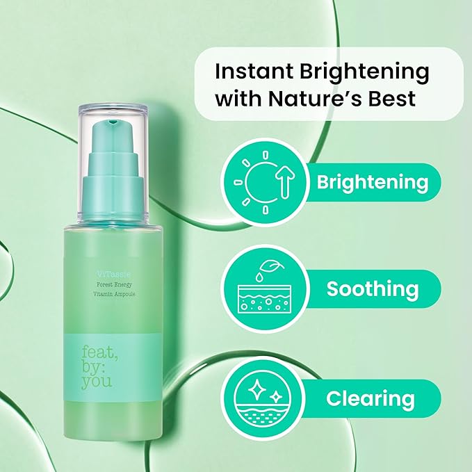 Feat By You ViTassie Forest Energy Vitamin Ampoule Solution - (2.70 fl.oz) Korean Skin Care Serum with Vitamin C, Niacinamide, Hyaluronic Acid, Fast Absorbing, Non-Greasy, Hydrating