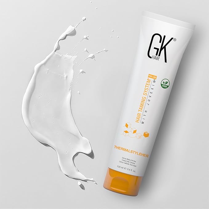 Global Keratin GKhair ThermalStyleHer - 100ml/3.4oz Heat Styling Protection Anti Frizz Hair Cream Thermal Flat Ironing Style Protector for Men & Women (3.4 Ounce)