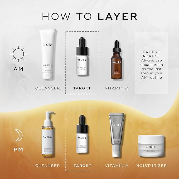 Medik8 Oxy-R Peptides Serum - Dark Spot Corrector With Twin Peptides - Face Serum For Women and Men - Gentle on Sensitive Skin - Gluten Free - 0.3 oz