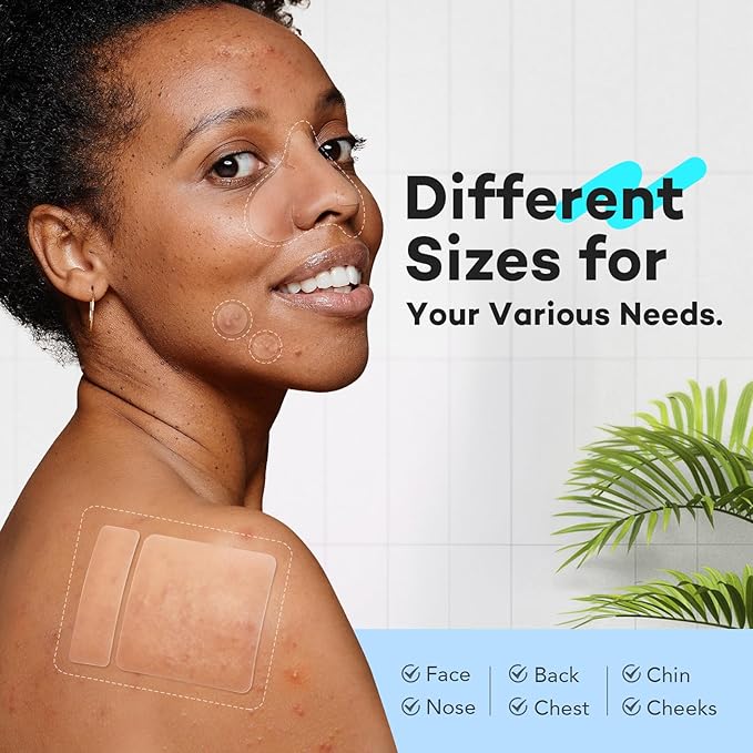 LitBear Large Pimple Patches for Face (6 Sizes 118 Patches), Big Hydrocolloid Acne Patches, XL Hydrocolloid Bandages for Body, Cheek, Forehead, Chin, Full Face, Back, Nose