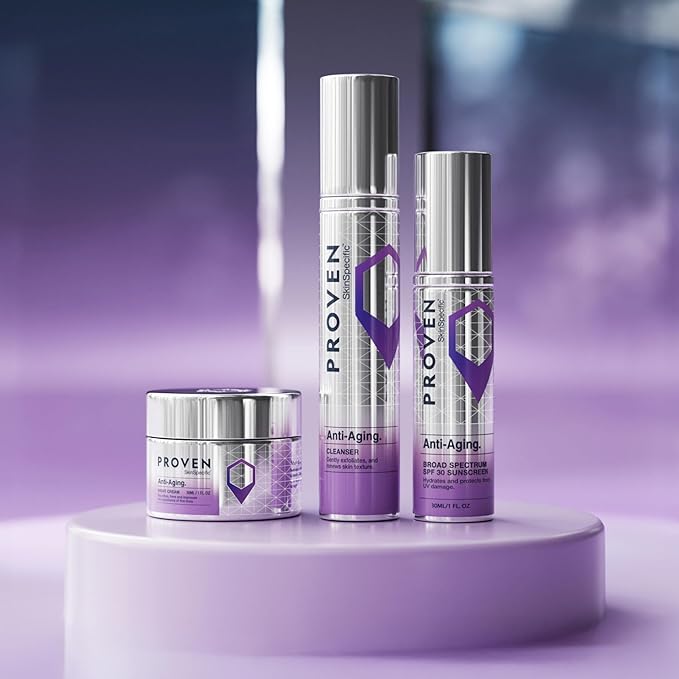 Anti-Aging Routine – 3-Step Skincare System with Cleanser, Night Cream & SPF 30 Moisturizer – Dermatologist-Tested Formula for Fine Lines, Dullness & Uneven Texture