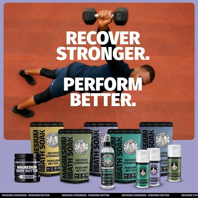 Coach Soak 2-Pack Nighttime Magnesium Body Butter, Thick Cream with High Magnesium Concentration, Soothes Muscles Overnight, Shea Butter, Almond Oil & Lavender, Large Size (Total of 16oz)