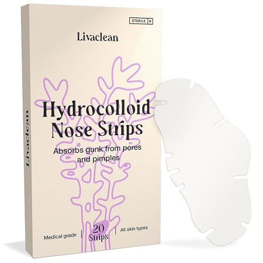 LivaClean 20 CT Nose Pore Strips – Nose Pimple Patch & Hydrocolloid Pore Patches for Pimples, Oil & Clogged Pores – Acne Strips, Pimple Patch for Face & Skin Care