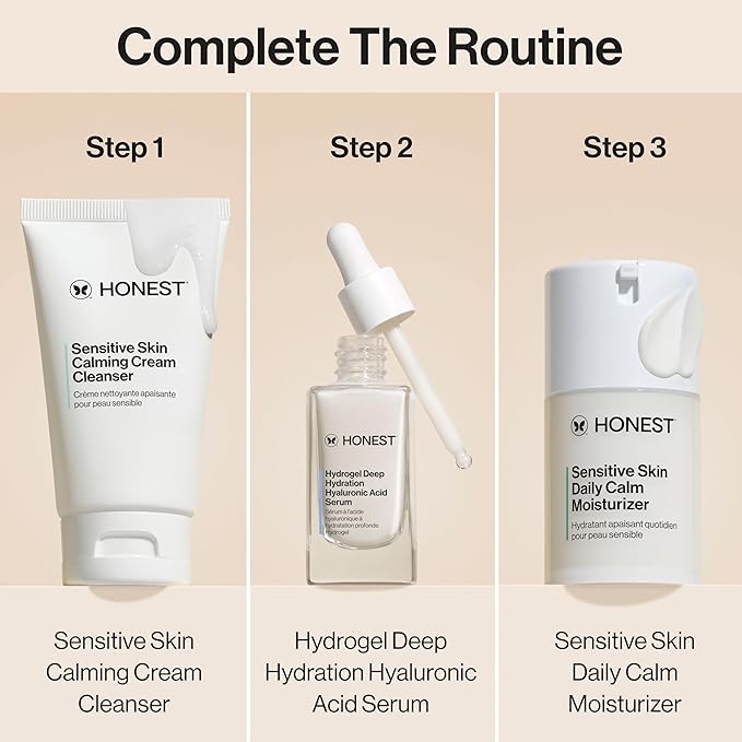 Honest Beauty Sensitive Skin Calming Cream Cleanser | Gently Cleanses, Hydrates, + Calms Skin | Hypoallergenic, Fragrance Free, Vegan | 4 fl oz