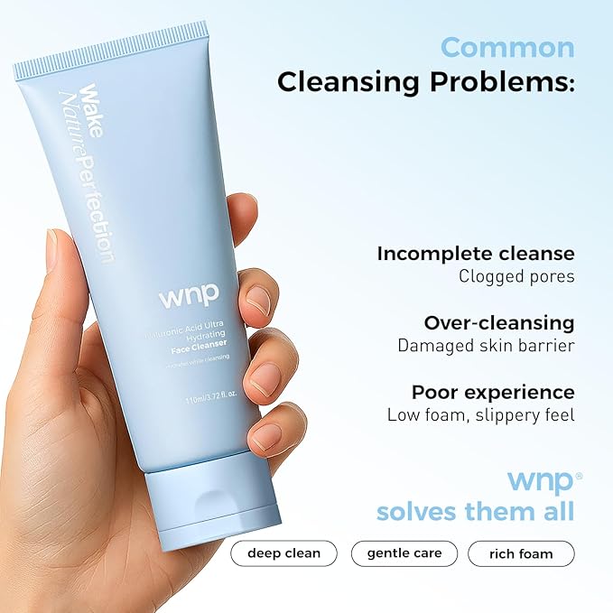 WNP Double Cleanser Duo for Facial Cleansing: Amino Acid Deep Clean Gel & Hyaluronic Acid Hydrating Face Wash for Gentle, Non-Stripping, Moisture-Locking Daily Cleanse