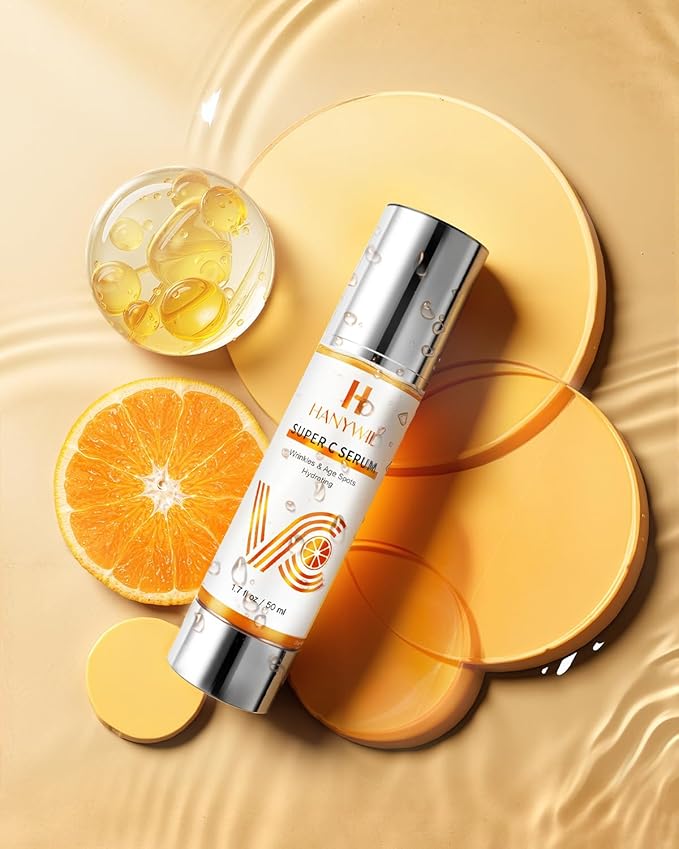 HANYWIL 20% Super Vitamin C Serum, Dark Spot Remover for Face, Hyaluronic Acid Total Package Serum, Targets Age Spots, Hydrates and Wrinkle Reduction 1.7fl oz