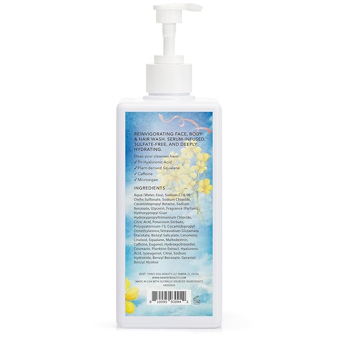 Nakery SkinRestore Hydrating Face & Body Wash with Hyaluronic Acid - Body Wash for Sensitive Skin - Foaming Face Wash & Oil Cleanser for Women 350ml - Sulfate Free & Cruelty Free - Sunshine Bouquet
