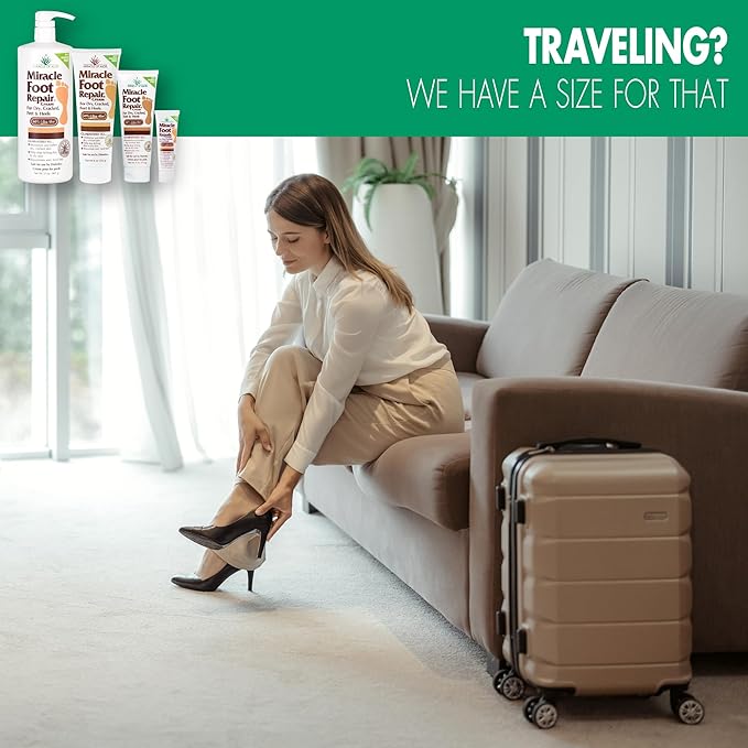 Miracle Foot Repair Cream (8 oz / 2-Pack) Repairs Dry Cracked Heels and Feet, 60% Pure UltraAloe Moisturizes, Softens, and Repairs