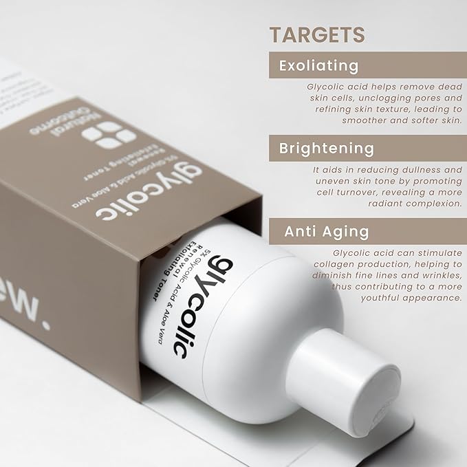 Glycolic Acid Toner 5% for Face | Gentle Exfoliating Toner - with Aloe Vera & Quinoa Extract | Advance Anti-Aging Toning Solution Rejuvenates Skin & Minimizes Pore Appearance | 8 oz