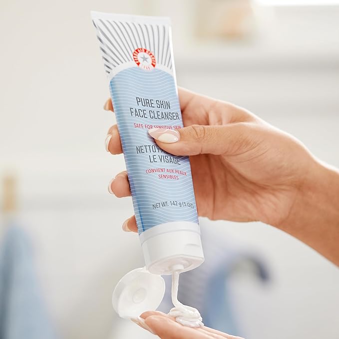 First Aid Beauty - Pure Skin Face Cleanser, Effectively Removes Makeup, Dirt, and Impurities, Gentle Cleanser Leaves Skin Soft & Supple, Safe for Sensitive Skin, Fragrance Free, 11 oz