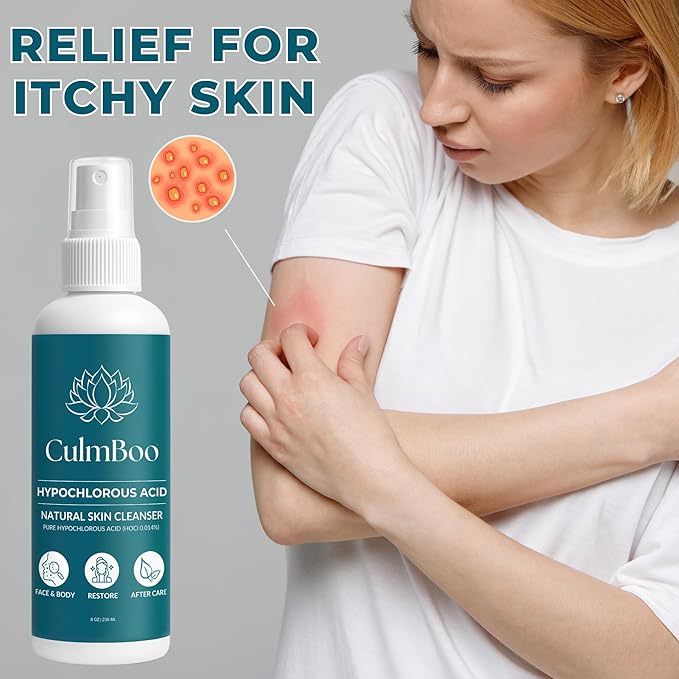 Hypochlorous Acid Spray for Face & Skin - Acne Prone Skin, Eczema, Natural Tattoo Aftercare, Piercing Aftercare Spray, Eye Lash Cleanser, Face Mist Toner, Wound Care Cleanser, 8 Fl Oz 1 Pack