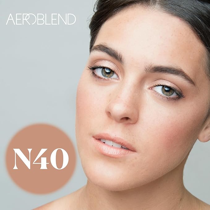 AEROBLEND Airbrush Foundation Makeup (N40) Professional, Water-Based, Buildable, skin types, 1 oz
