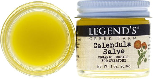 Legend's Creek Farm Herbal Salve - Healing Ointment with Calendula Flowers & Grapeseed Oil - Natural Balm for Dry Skin, Scrapes, & Stings - 1oz. Healing Balm Handmade in USA (Calendula S.)
