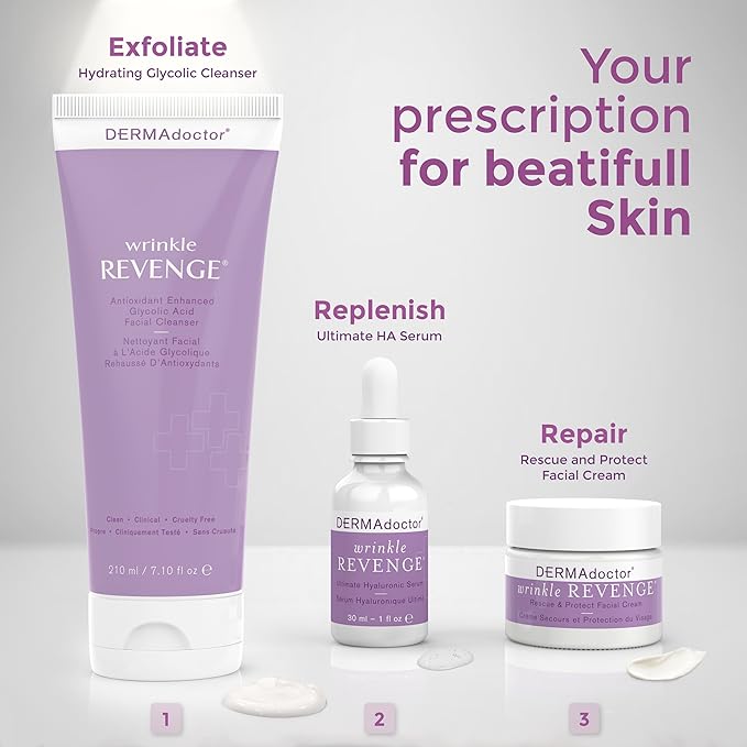 DERMAdoctor Antioxidant Enhanced Glycolic Acid Facial Cleanser, Dermatologist Formulated Gentle Cream Exfoliating Fragrance Free Face Wash for Men and Women - 7.10 oz