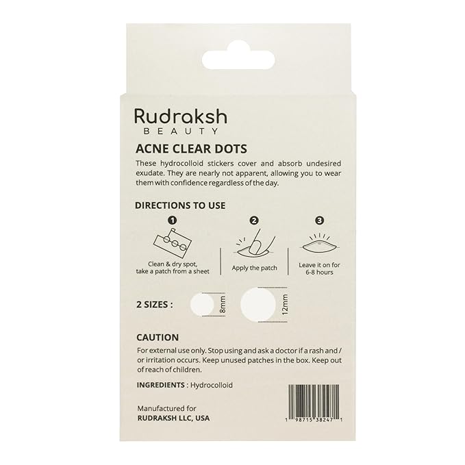 Rudraksh Pimple Patches for Face, 288 Counts, Hydrocolloid Pimple Patches, Invisible Patches for Face, Not Tested On Animals, 2 Multiple Sizes, Round Shape (288 Counts (2 Sizes))