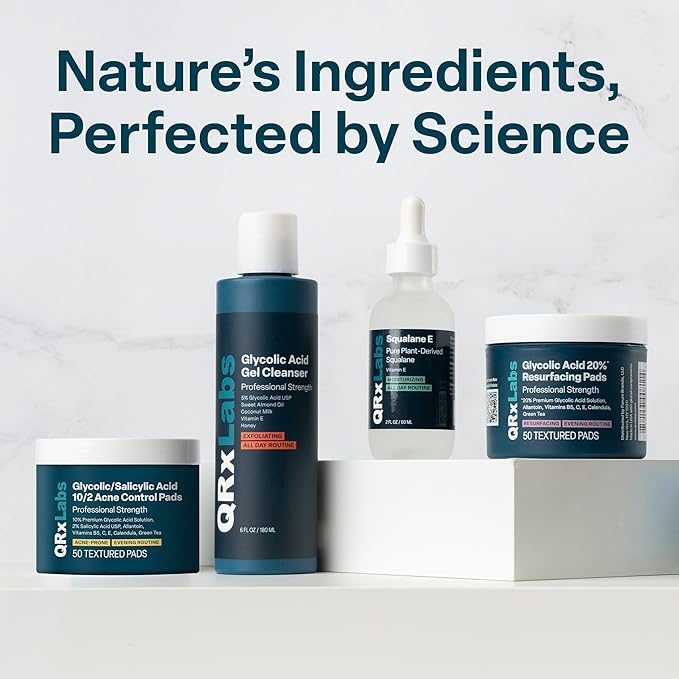 QRxLabs Glycolic Acid Toner AHA with Witch Hazel - 6 fl Oz - Exfoliating Face Toner with Pomegranate & Ginkgo Extracts - Hydrating Anti-Aging Treatment