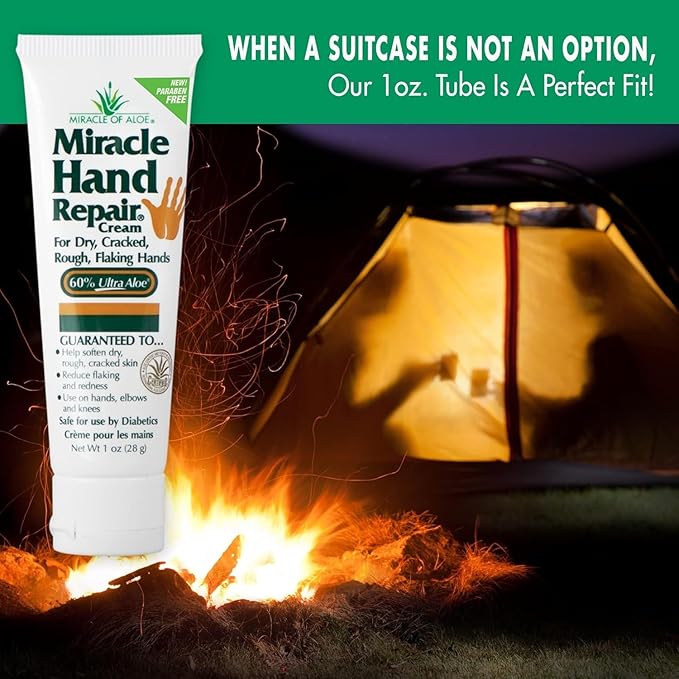 Miracle Hand Repair Cream (8 oz & 1 oz) Healing Aloe Vera Lotion for Dry, Cracked Hands with 60% Ultra Aloe Gel - Moisturizes, Softens, and Repairs - Non-Greasy, Lightly Scented