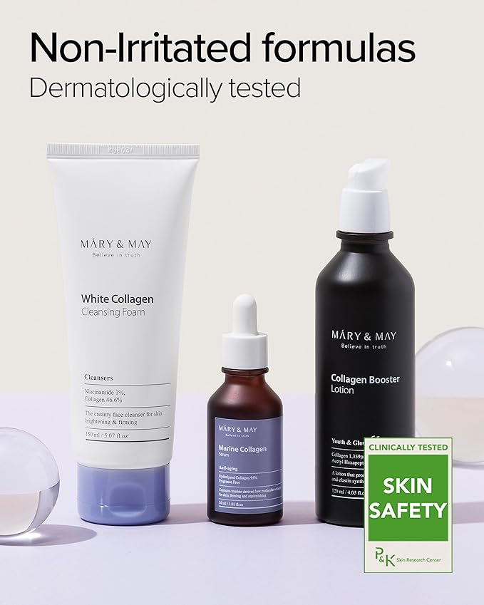 Mary&May Collagen Booster Lotion - Anti Aging, Firming and Elasticity Care with Peptides - Korean Skincare, EWG Green Grade, Hypoallergenic, 4.05 fl.oz.