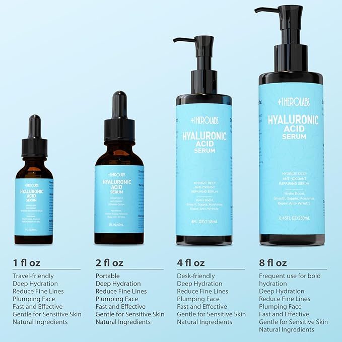 Hyaluronic Acid Serum for Face with Vitamin B5, C, E & Niacinamide, Hydrating & Plumping Face Serum for Sensitive Skin, Fragrance-Free 8.45 Fl Oz