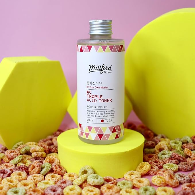 AC Triple Acid Toner 6.76 oz/200 ml – AHA/BHA/PHA Exfoliating & Hydrating Facial Toner with Salicylic Acid & Glycolic Acid for Oily Skin, Pore Cleaning, Acne & Sebum Control, Korean Skincare