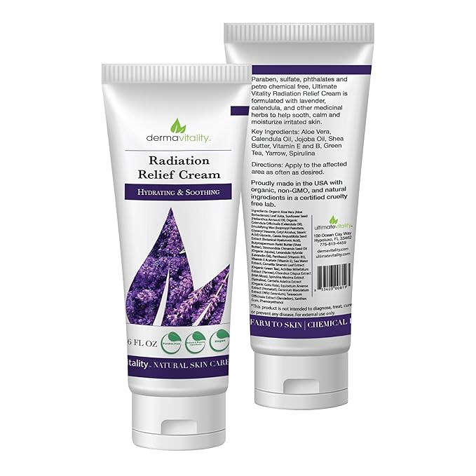 UltimateVitality Radiation Burn Relief Cream – Calendula Cream for Radiation Patients, Natural, Organic, Paraben, Pthalate Free - 6 ounces