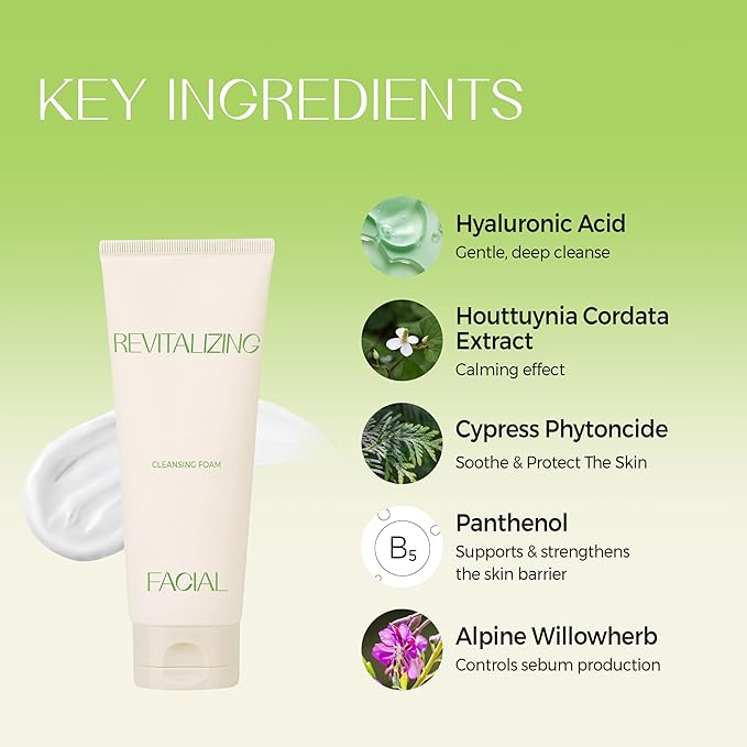 KLAVUU Revitalizing Deep Pore Care Face Wash | Hydrating Facial Cleanser for Sensitive skin with Hyaluronic Acid & Panthenol | Removes Makeup Gently | Fragrance Free - 5.07floz
