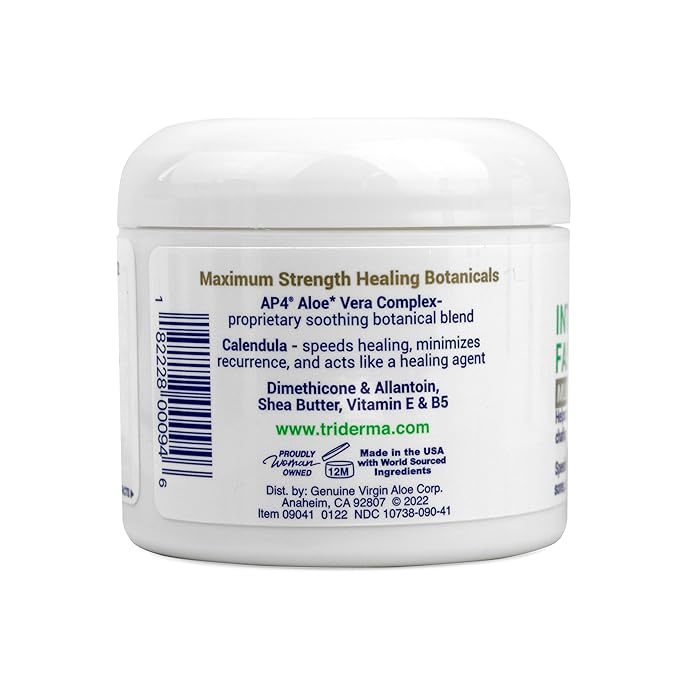 TriDerma Intense Fast Healing Cream, Decreases Healing Time for Minor Irritations, Rashes, Scrapes, Cuts 4 Ounces