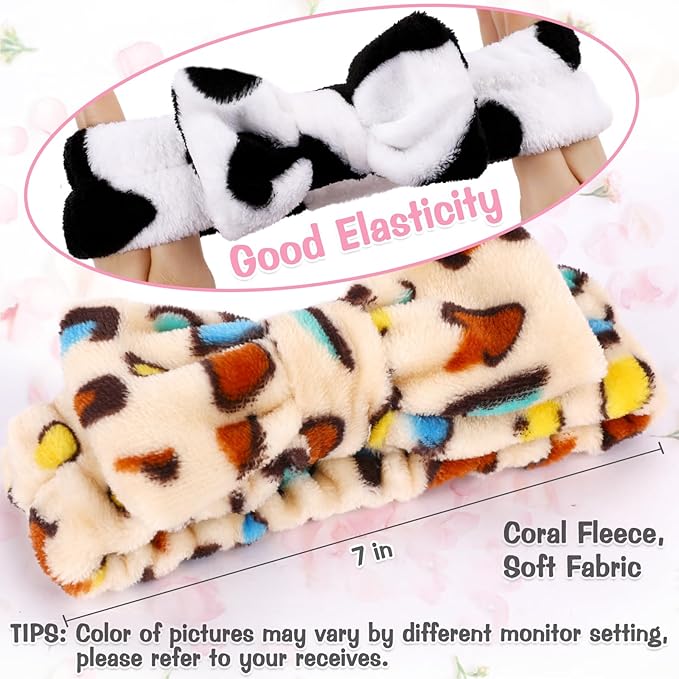 6 Pack Spa Headband for Women Skincare Makeup Headband Soft Coral Fleece Bow Hairband Party Favors Goody Bag Stuffers Christmas Stocking Stuffers for Woman Teen Adult Spa Gifts For Women Gifts