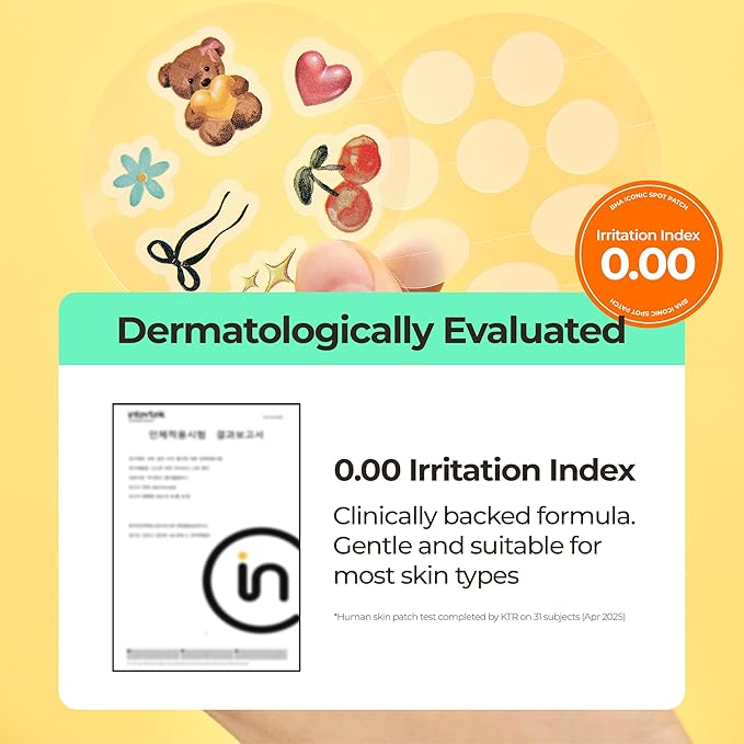 BHA Iconic Spot Patch - Hydrocolloid Patches with 5,000ppm Salicylic Acid - Day & Night Zit Patch for Targeted Sebum Care & Stylish Wear (36 EA)