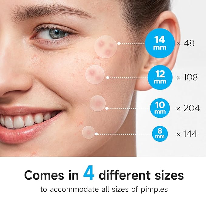 Pimple Patches for Face (504 Count), FSA Eligible Acne Patch Bulk, Zit Stickers 4 Sizes, Hydrocolloid Spot Stickers, Clear Acne Dots for Covering Zits, Blemishes and Breakouts