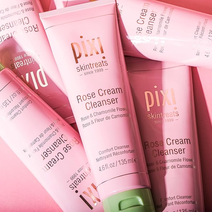 Pixi Beauty Rose Cream Cleanser 135ml | Mineral Rich Soothing and Gentle Cleanser | Rose Flower Oil Moisturizes | Suitable For Sensitive Skin | 4.57 Fl Oz