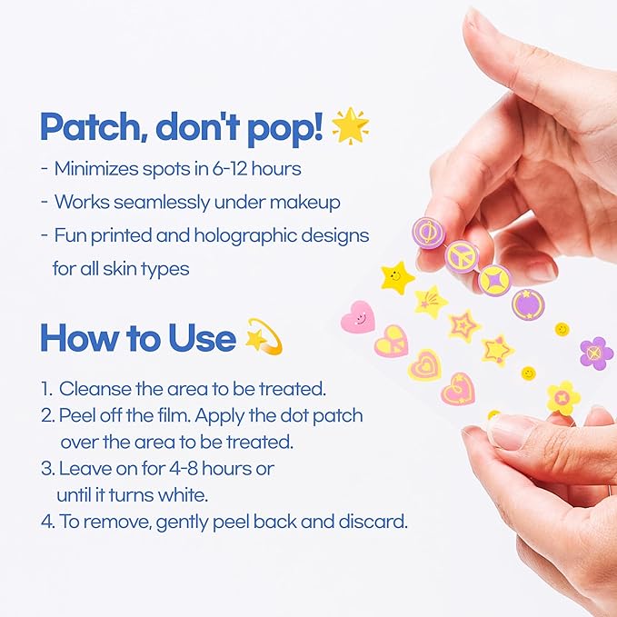 Epielle Acne Patch Shapes Edition, Hydrocolloid Dressing, Fun for Parties, Sleepovers, Girls' Nights, Teenager Gift (Daily Patch, 72ct)
