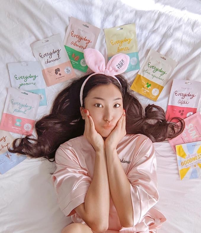 FACETORY Collection Facial Mask Set - Hydrating, Purifying, Soothing, Moisturizing, and Revitalizing - Soft, Form-Fitting Face Masks, For All Skin Types - No Sulfates No Parabens (15 pc)