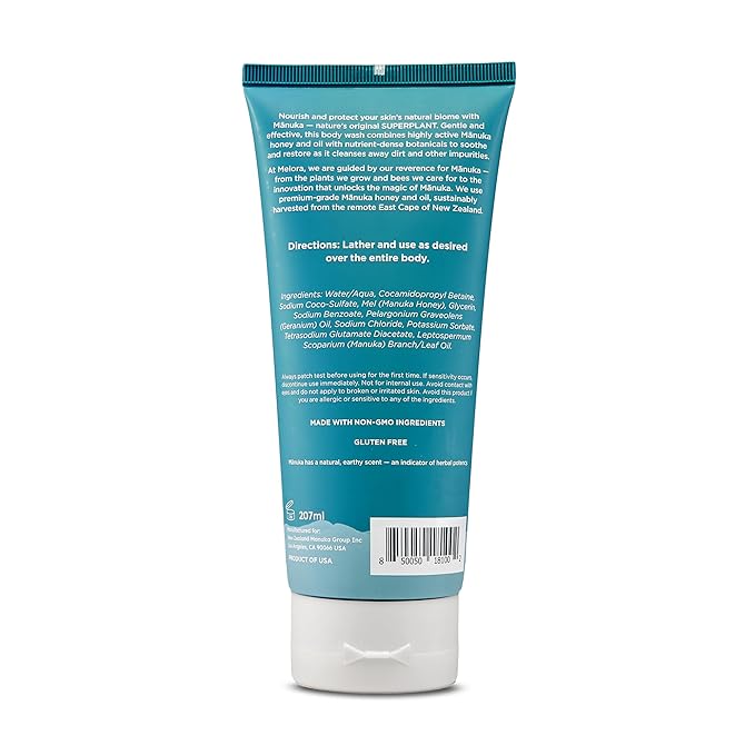 Manuka Honey Body Wash (7 Oz) - Moisturizing Skin Care Body Soap with Manuka Honey & Oil for Acne, Dry, or Sensitive Skin - Moisturizing Travel Size Shower Gel for Women & Men