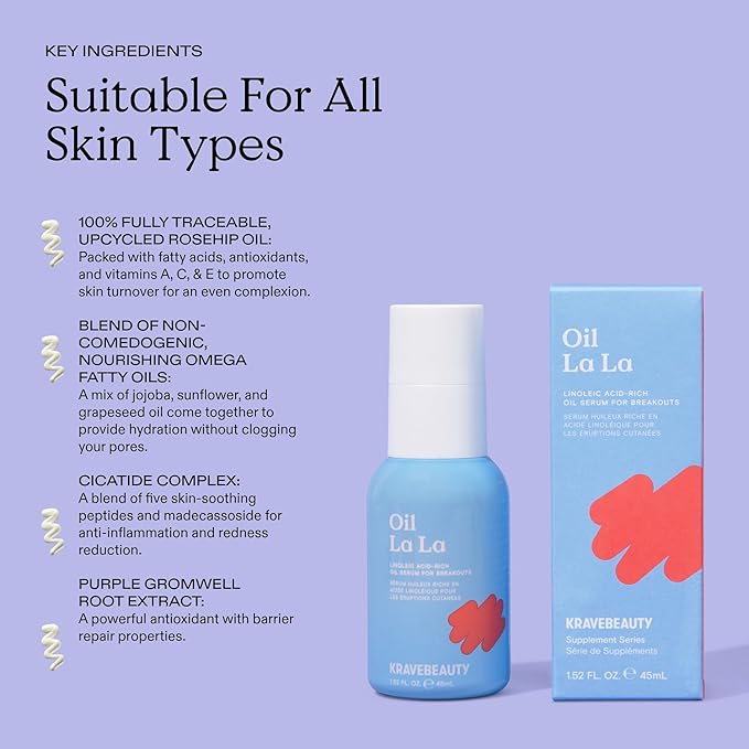 KraveBeauty Clear Skin Duo, Great Barrier Relief + Oil La La, Skin Soothing Serum Set, For Active Acne and Post-Breakout Skin, Vegan & Cruelty Free, 1.52 fl oz 1.52 fl oz