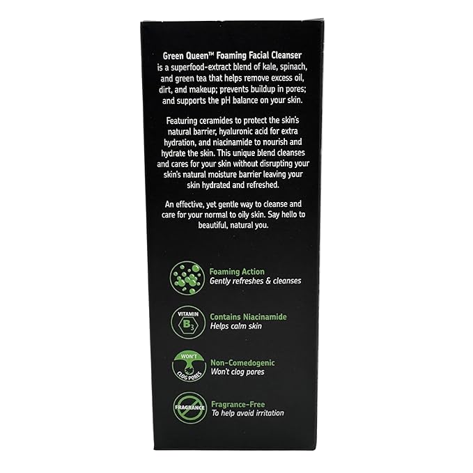 Facial Wash Foaming Cleanser by Green Queen helps removes excess oil, dirt, and makeup | Foaming action | refreshes & cleanses face |help calm skin | Fragrance Free| 110 g