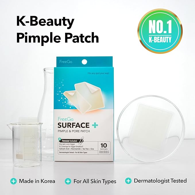 FreeGo Hydrocolloid Acne Patches for Face, Large Pimple Patches for Breakouts, Zit, Blemish Spot, Facial Stickers, Korean Pimple Patches