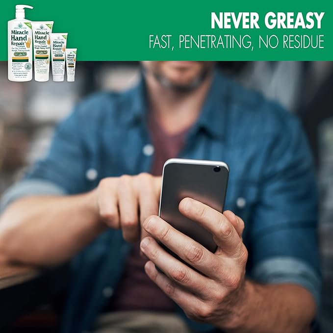 Miracle of Aloe’s Miracle Hand Repair Cream 8 oz Healing Aloe Vera Lotion for Dry, Cracked Hands with 60% Ultra Aloe Gel - Moisturizes, Softens, and Repairs - Non-Greasy (3-Pack)