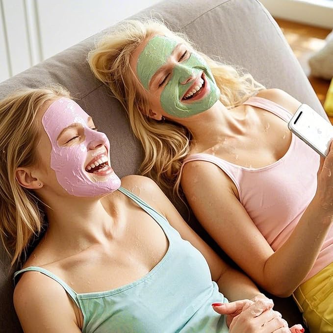 4 Pack Clay Mask, Vitamin C Turmeric Dead Sea Mud Facial Mask, Rose, Green Tea Clay Masque Set - Weekly Self Care Spa Gift for Women and Men, Skincare for Deep Cleansing Pore Minimizing Face Treatment