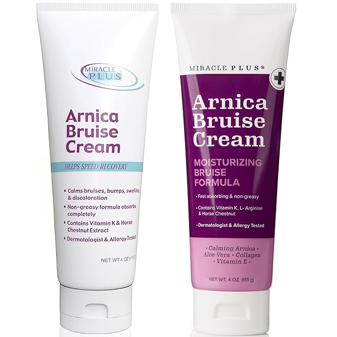 Miracle Plus Bruise Cream Extra Strength Arnica Cream Relief Lotion For Bruising And Swelling On Skin | Arnica Gel, Vitamin K Cream, Skin Care | Moisturizing Bruise Formula W/Horse Chestnut, 2-Pack