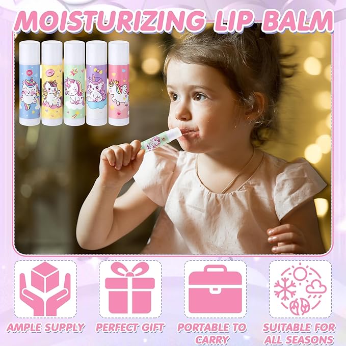 100 Pcs Unicorn Party Favors Lip Supplies