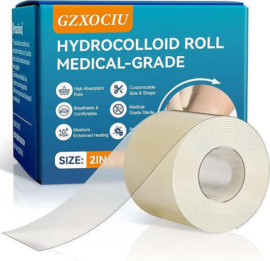 Hydrocolloid Bandages Roll: 2in x 16ft Ultra Adhesivas & Absorbent & Waterproof Large Hydrocolloid Patches for Wound Care - Hydro Seal Wound Healing Hydrocolloid Dressing Bandaid Tape