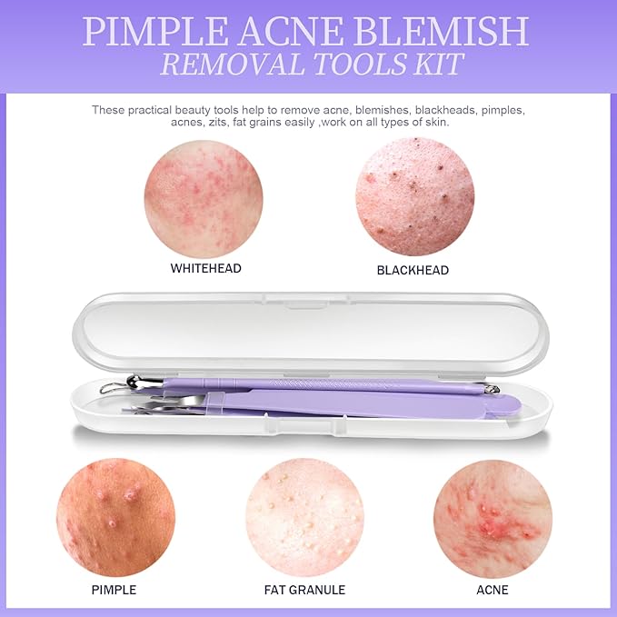 Teenitor Pimple Popper Tool Kit and Blackhead Remover Tools, Ingrown Hair Tweezers, Professional Blackhead Extractor Pimple Extractor Comedone Extractor, Black Head Remover for Face